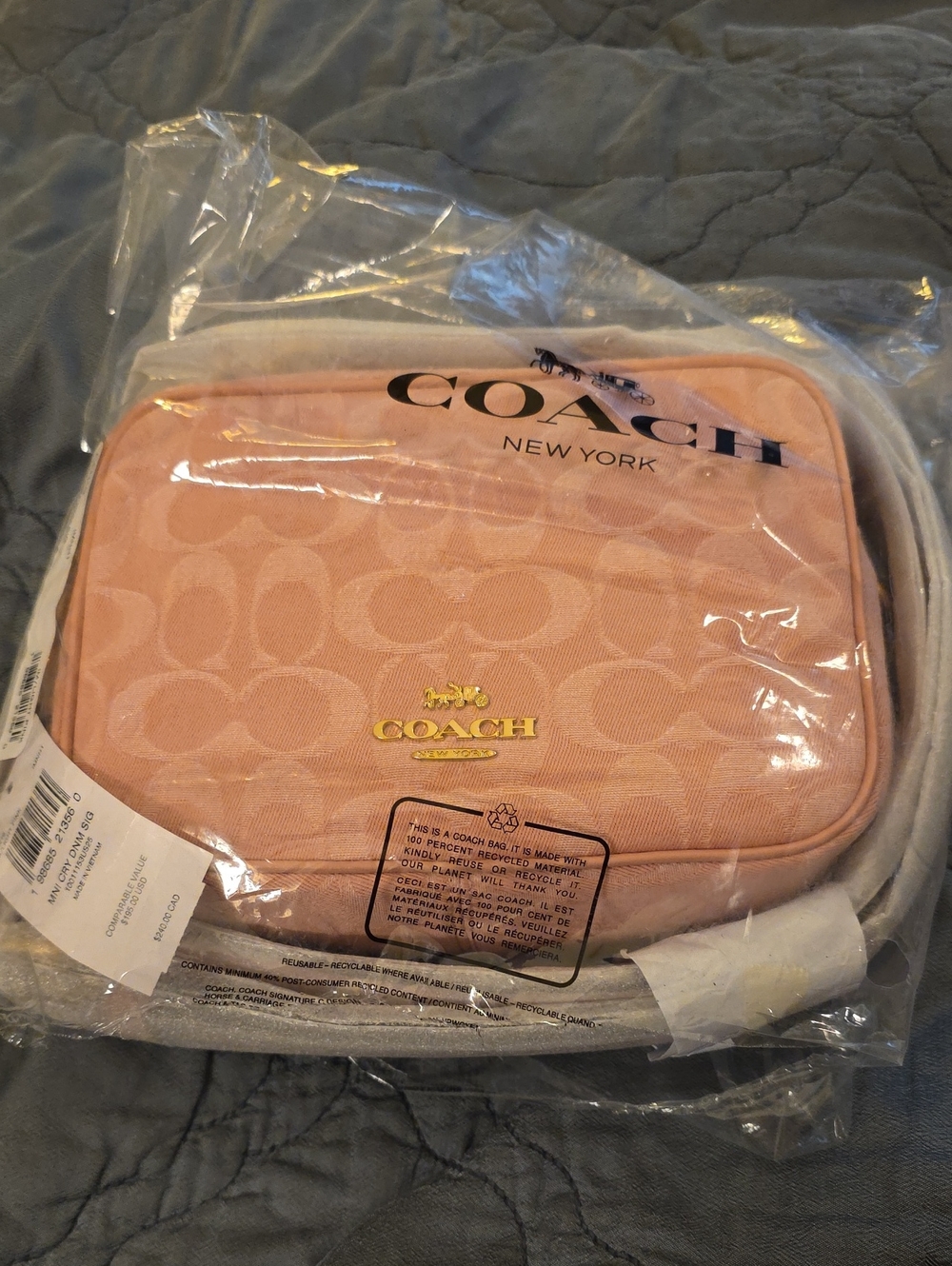 351- Coach Light Pink Denim Mini Carey Signature NWT